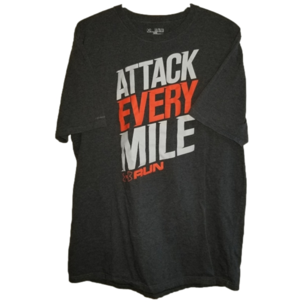 Under Armour Grey Orange Short Sleeve TShirt Size L